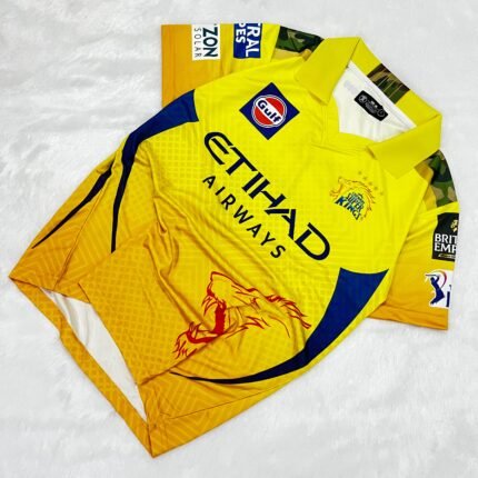 CHENNAI SUPER KINGS(CSK) 2025 IPL JERSEY — MS DHONI(SUBLIMATION)